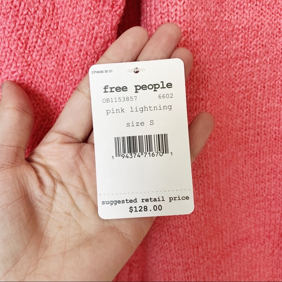 NWT Free People Brookside Sweater in Lightning Pink - Picture 11 of 13